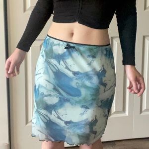 Teal 90s marble stretchy skirt
